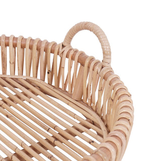 Cordelia Rattan Open Weave Round Trays With Handles Large
