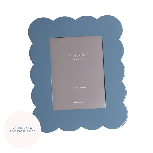 Chambray Blue Lacquered Scallop Photo Frame
