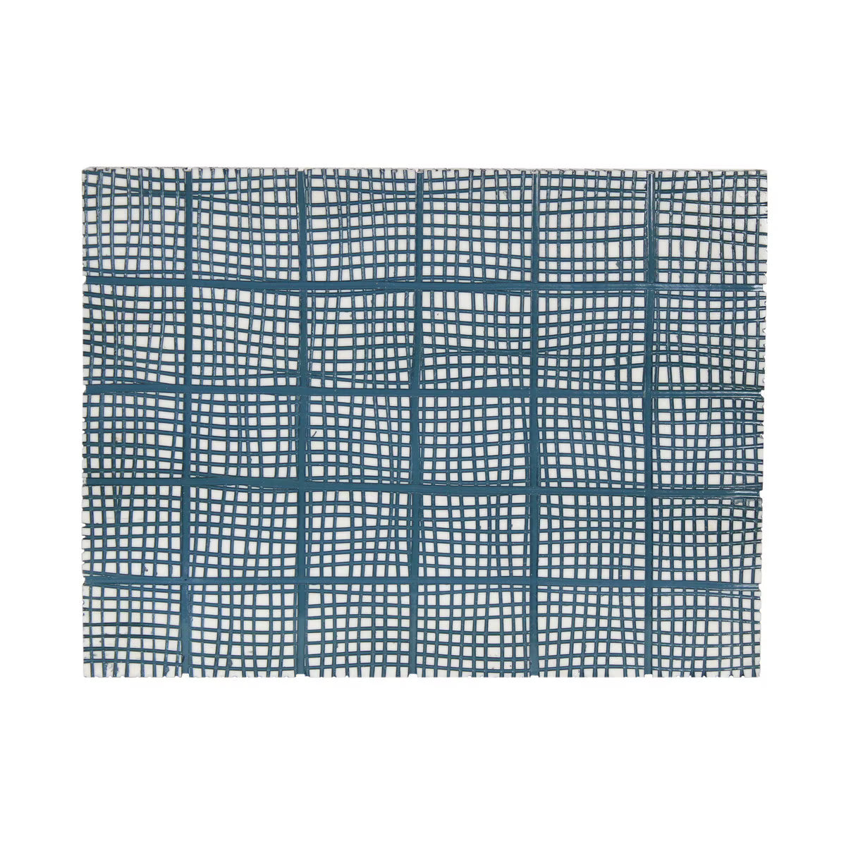 Abstract Grid Decorative Box, 12''W, Blue and Ivory