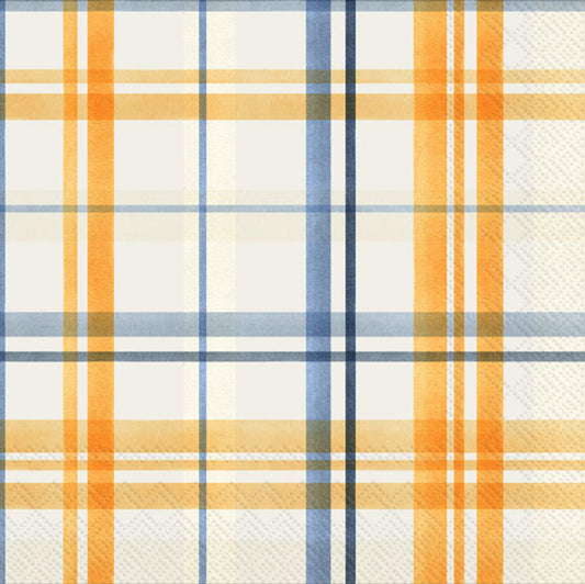 Pumpkin Plaid Cocktail Napkins