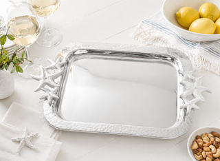 White Starfish Handled Tray

