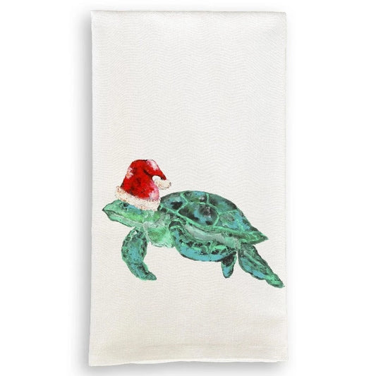 Blue Sea Turtle Christmas Dish Towel