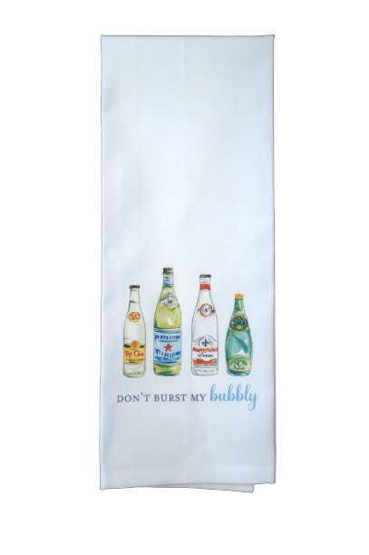 Kitchen Towel - Handpainted Sparkling Water Bottles ***