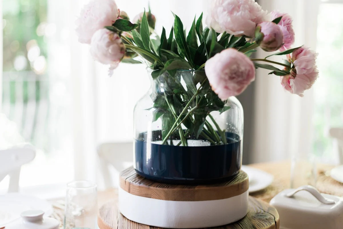 Navy Colorblock Flower Vase