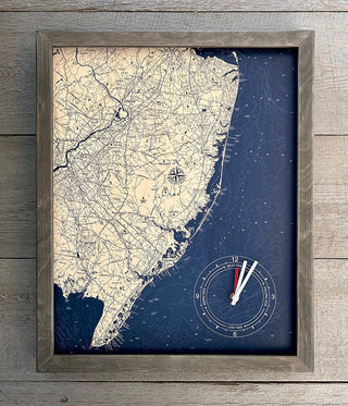 New Jersey Coast Framed Tide & Time Clock
