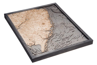 New Jersey Coast 3 D Nautical Wood Chart   Large   24.5" x 31"
