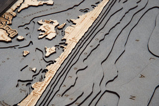 New Jersey Long Beach Island 3 D Nautical Wood Chart, Narrow  13.5" x 43"
