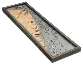 New Jersey North Shore 3 D Nautical Wood Chart, Narrow   13.5" x 43"

