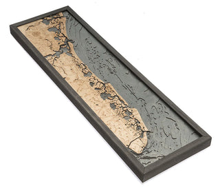 New Jersey South Shore 3 D Nautical Wood Chart, Narrow   13.5" x 43"
