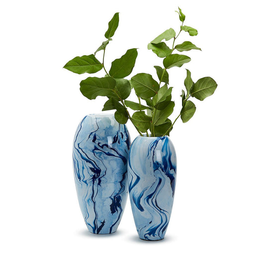 Enamel Vase with Blue Drip