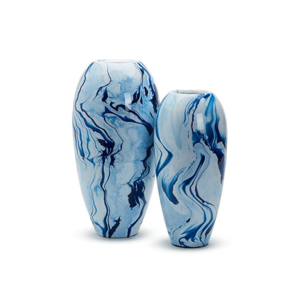 Enamel Vase with Blue Drip