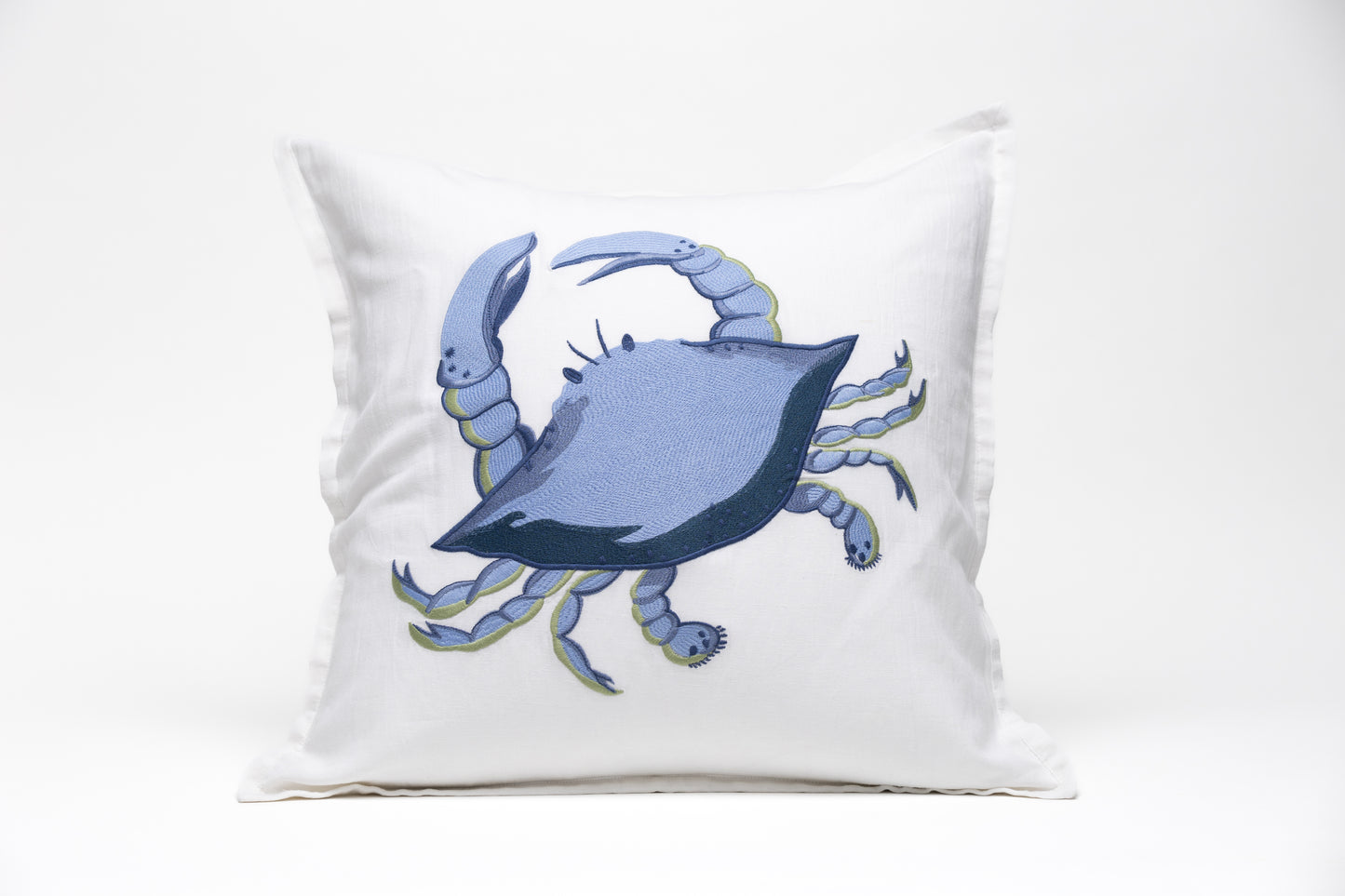 Square 20" x 20" Pillow - White - Blue Crab (SQP-BLC-NA-01)