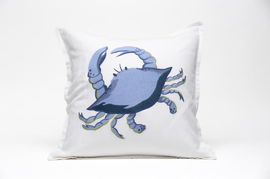 Square 20" x 20" Pillow - White - Blue Crab (SQP-BLC-NA-01)