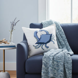 Square 20" x 20" Pillow   White   Blue Crab (SQP BLC NA 01)
