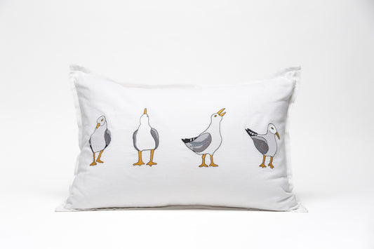 Lumbar 16" x 24" Pillow - White - Seagull (LMP-GUL-NA-01)