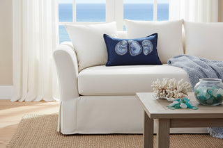 Lumbar 16" x 24" Pillow   Navy   Oyster (LMP OYS NA 01)
