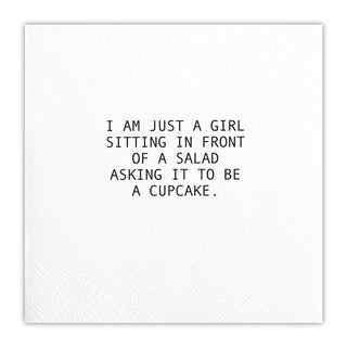 Face to Face Cocktail Napkin   Girl Asks Salad
