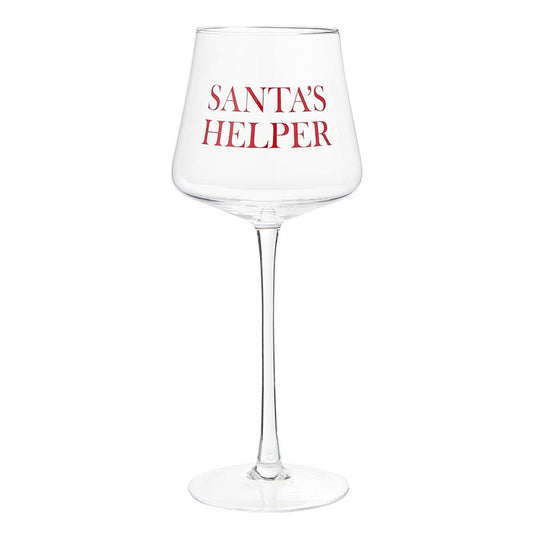 Santas Helper Wine Glass