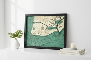Cape May, New Jersey 3 D Nautical Wood Chart, Small, 16" x 20"
