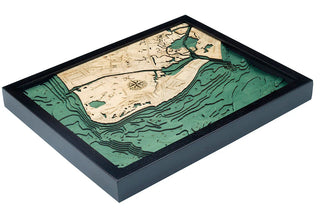 Cape May, New Jersey 3 D Nautical Wood Chart, Small, 16" x 20"
