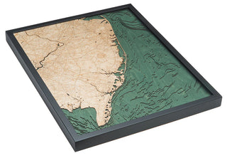 New Jersey Coast 3 D Nautical Wood Chart   Large   24.5" x 31"
