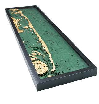 New Jersey Long Beach Island 3 D Nautical Wood Chart, Narrow  13.5" x 43"
