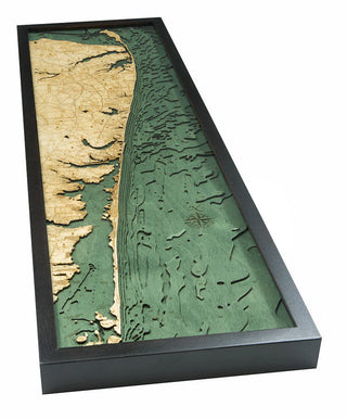 New Jersey North Shore 3 D Nautical Wood Chart, Narrow   13.5" x 43"
