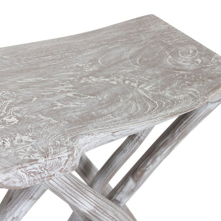 Roell Teak Top 55"W Console Table with Natural Root Base, Whitewash
