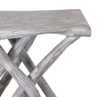 Roell Teak Top 55"W Console Table with Natural Root Base, Whitewash
