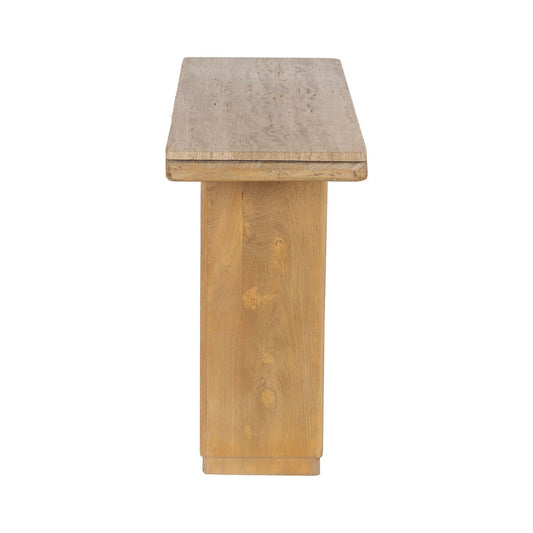 Travertine Top Wooden Console Table