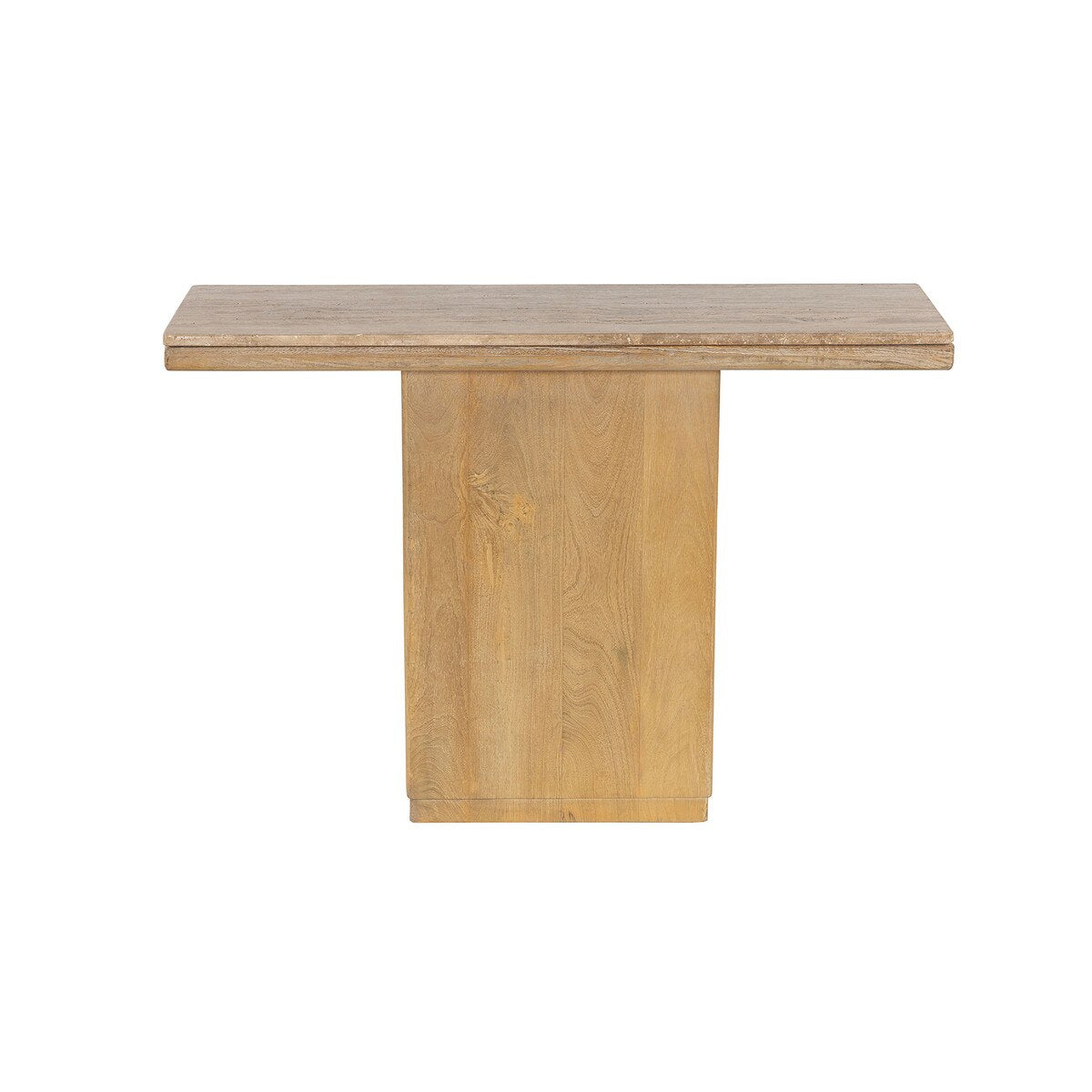 Travertine Top Wooden Console Table
