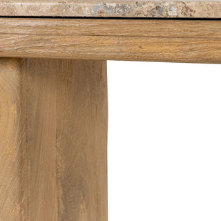 Travertine Top Wooden Console Table
