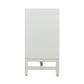 Door Cabinet With Whitewash Raffia Panels, White