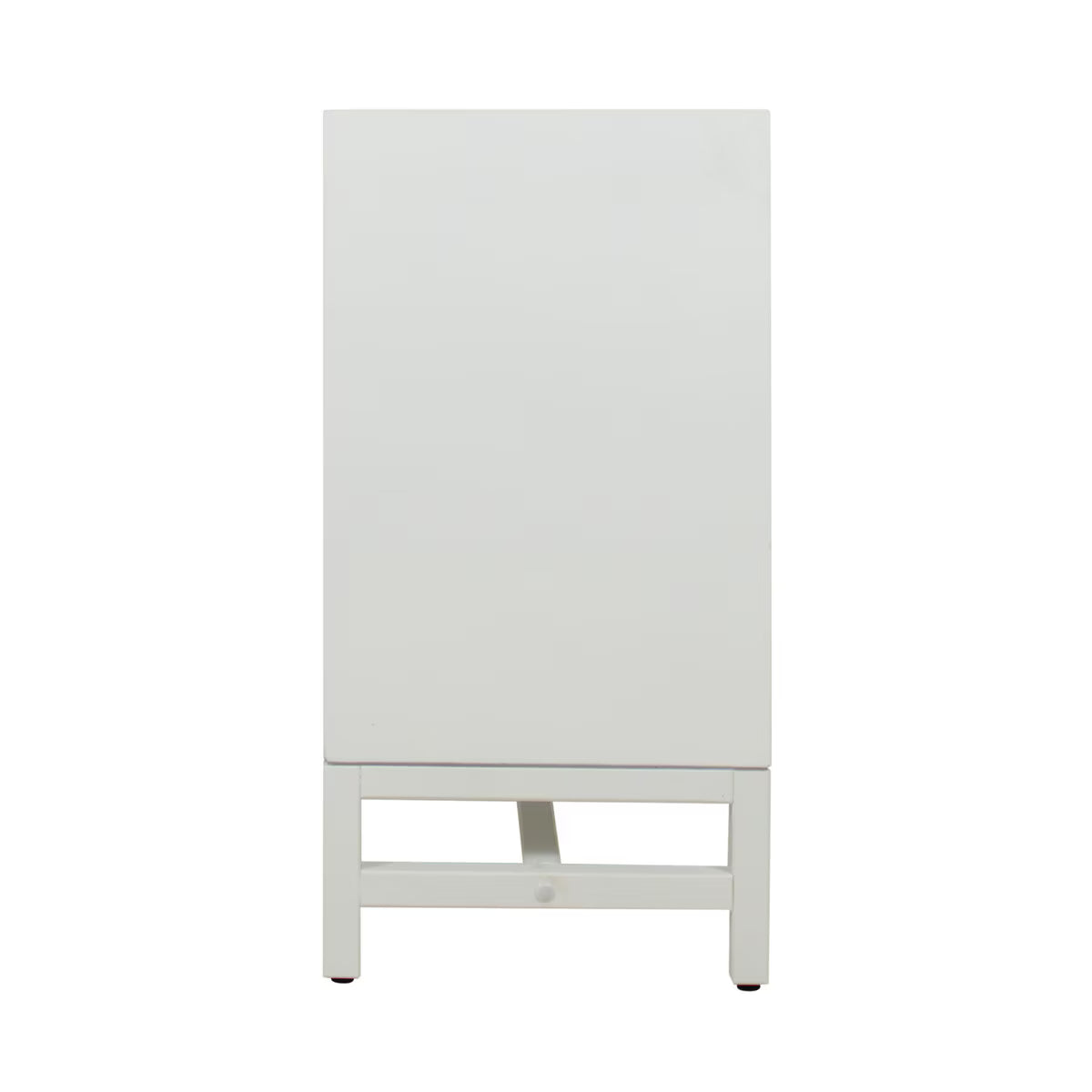 Door Cabinet With Whitewash Raffia Panels, White