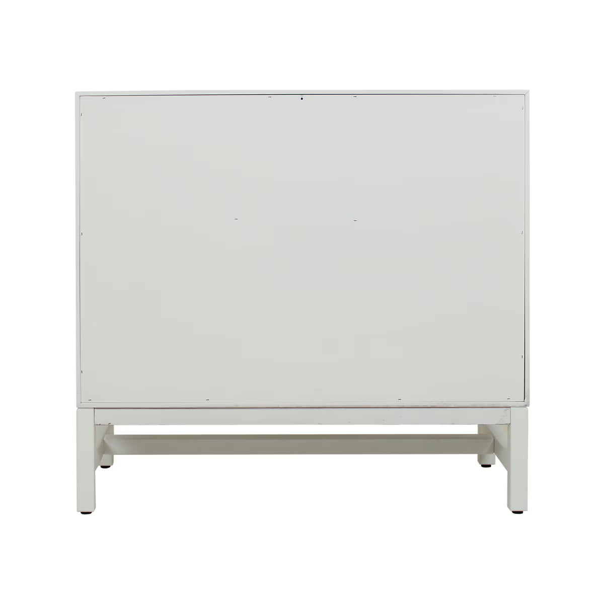 Door Cabinet With Whitewash Raffia Panels, White