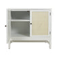 Door Cabinet With Whitewash Raffia Panels, White