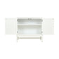 Door Cabinet With Whitewash Raffia Panels, White