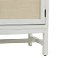 Door Cabinet With Whitewash Raffia Panels, White