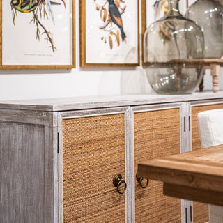 Calista 4 Door Acacia and Cane Sideboard White Wash
