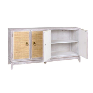 Calista 4 Door Acacia and Cane Sideboard White Wash
