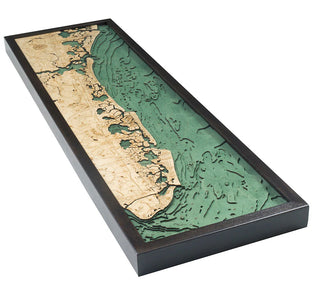 New Jersey South Shore 3 D Nautical Wood Chart, Narrow   13.5" x 43"
