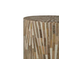 Wooden Side Table, 14W'' Round, Natural and White