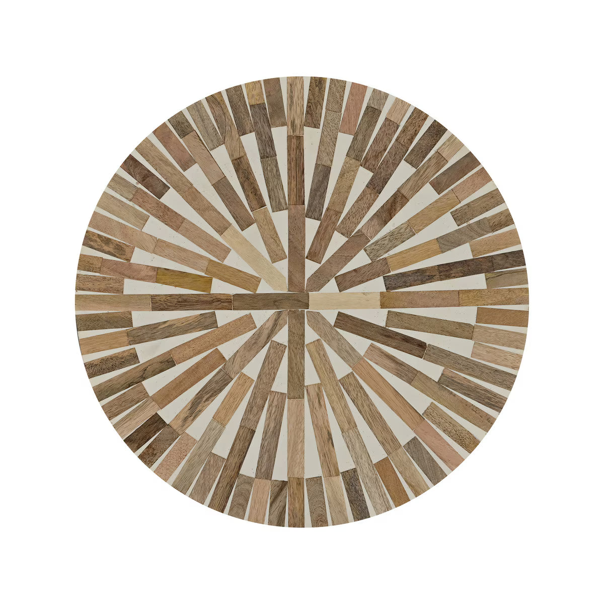 Wooden Side Table, 14W'' Round, Natural and White