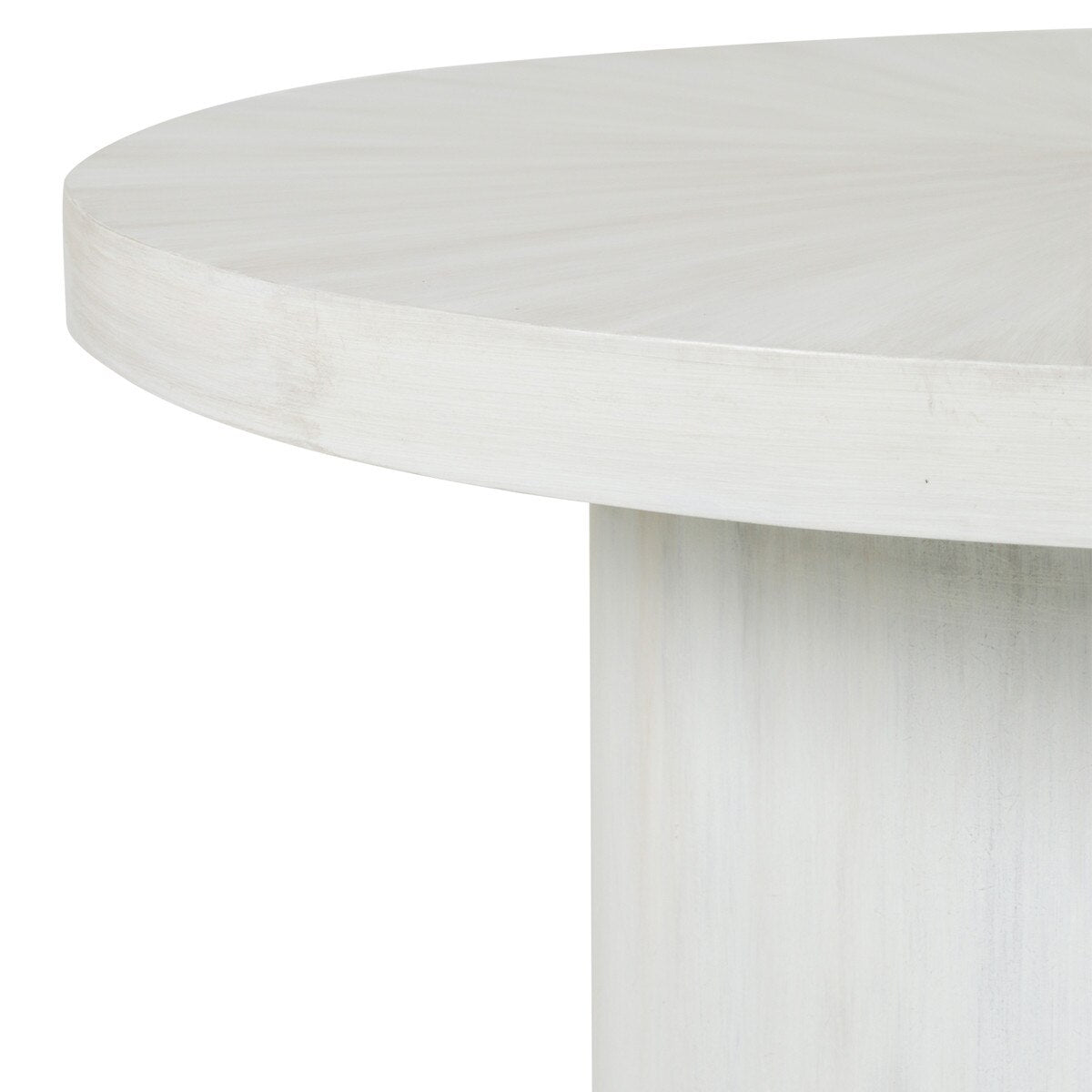 Zane 24" Round Side Table, White Wash