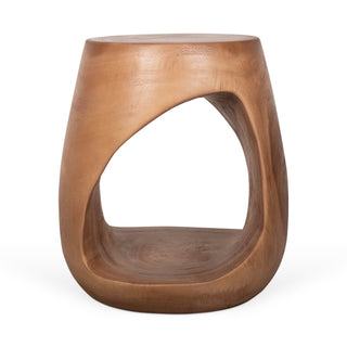 Esme Organic Wood Side Table With Cut Out   16"W   Antique Natural

