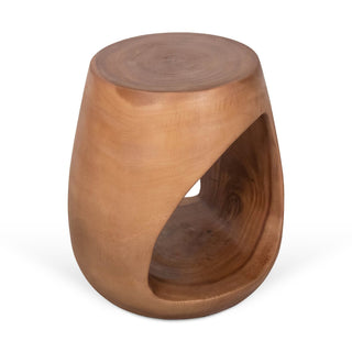 Esme Organic Wood Side Table With Cut Out   16"W   Antique Natural
