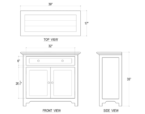 Sideboard with 2 Doors Aries Collection Straw Wash (STW)