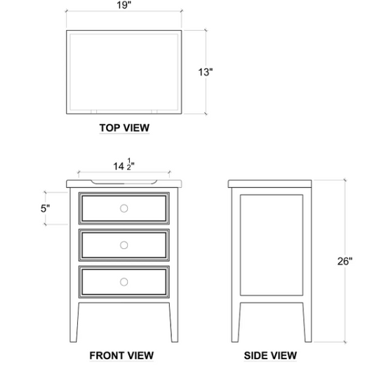Eton 3 Drawer End Table Architectural White (HRW)