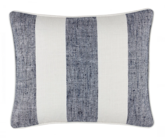 Awning Stripe Navy Decorative 16" lumbar Pillow Indoor/Outdoor