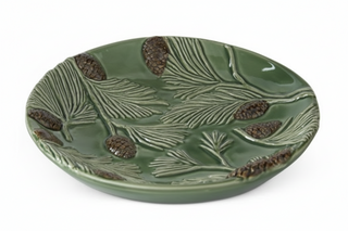 6.75 Inch Green Ceramic Pinecone Plate
